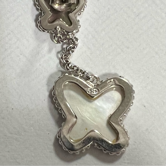 Sterling silver mother of pearl clover necklace, earrings, and bracelet - Picture 8 of 11